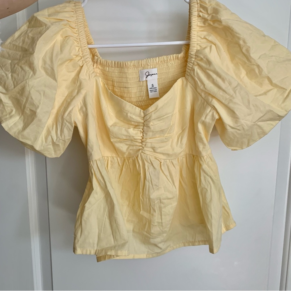 Butter Yellow Peasant Sleeve Top Size S